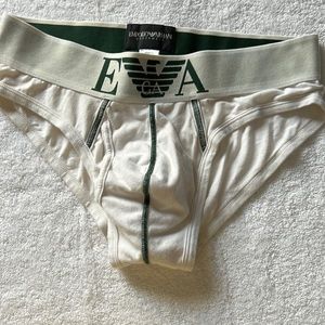 Mens Emporia Armani Bikini Brief with Green Sport stitching.